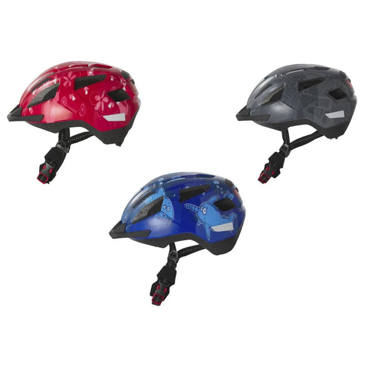 Crivit Kids' Lightweight Bike Helmet with LED Light, Insect Screen, Washable Lining