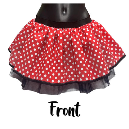 Red Polka Dot Tutu Skirt for 80s Fancy Dress Party