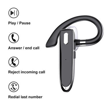 Wireless Bluetooth Earpiece HD Headset Noise Cancelling Trucker Hands-free Call