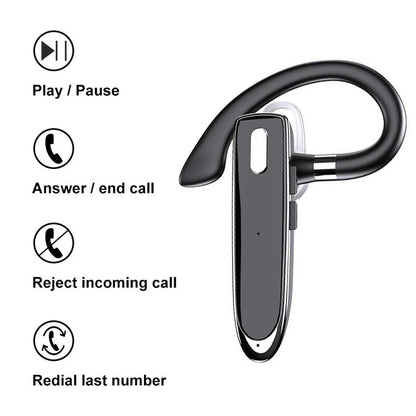Wireless Bluetooth Earpiece HD Headset Noise Cancelling Trucker Hands-free Call