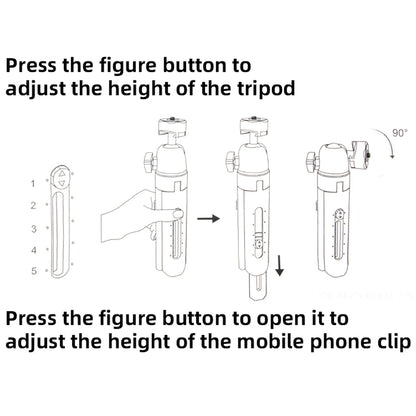 BEXIN MS06-S mini desktop tripod with phone holder attachment for DSLR cameras and smartphones on white background