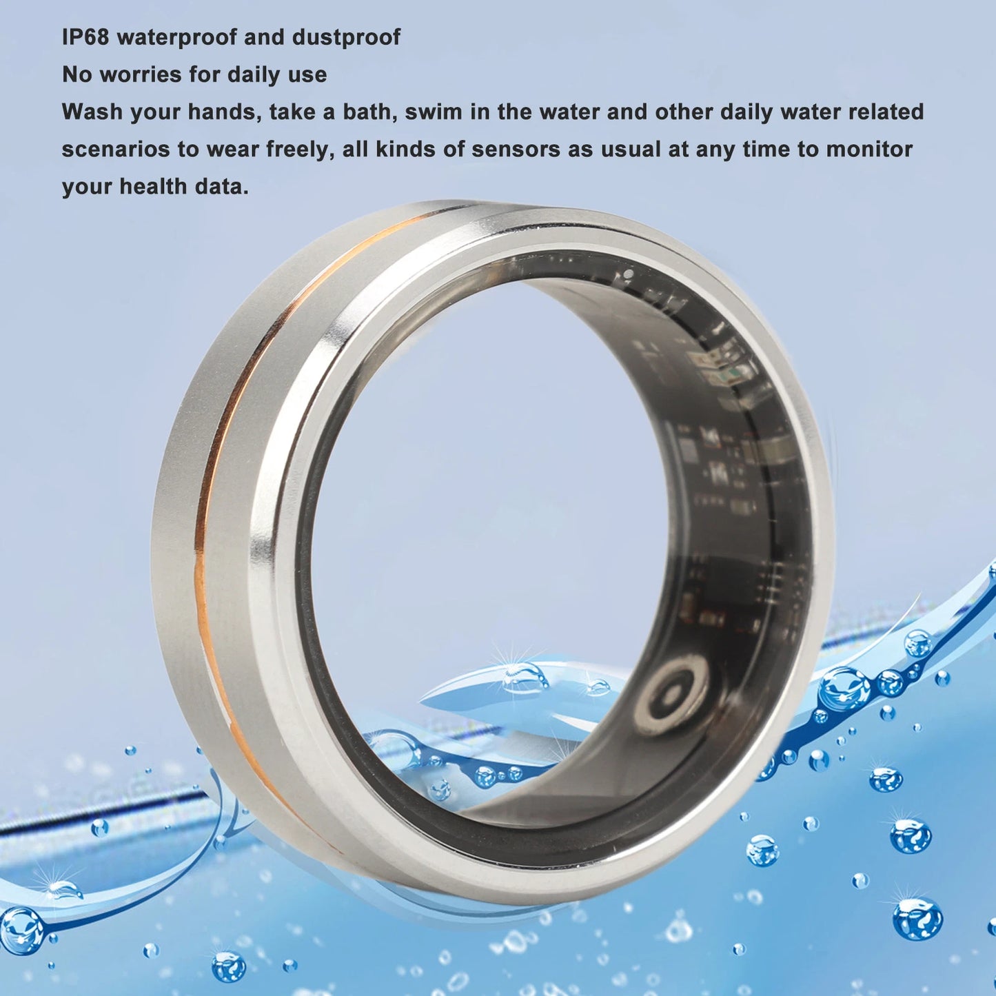 Silver Smart Ring Remote Control Health Tracker for Fitness