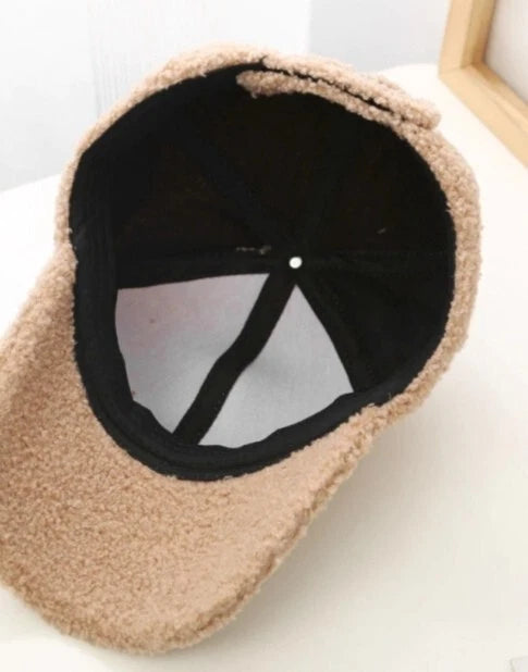 Winter Plush Adjustable Lamb Wool Baseball Cap for Women