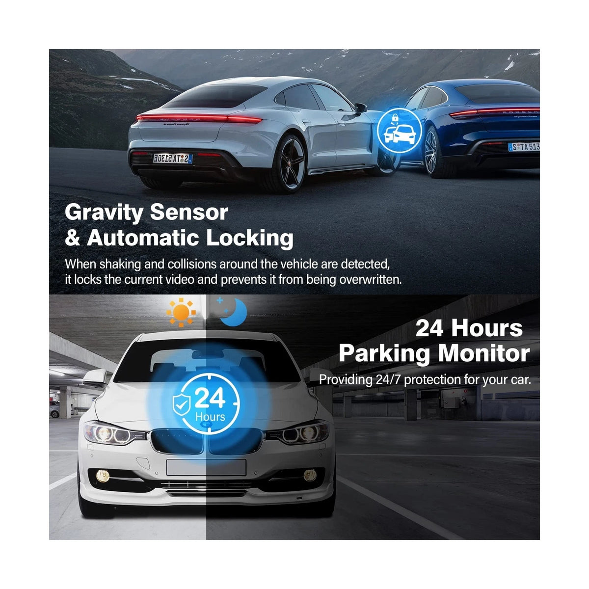 Miden S7 2.5K Dual Dash Cam Front and Rear with 64GB SD Card