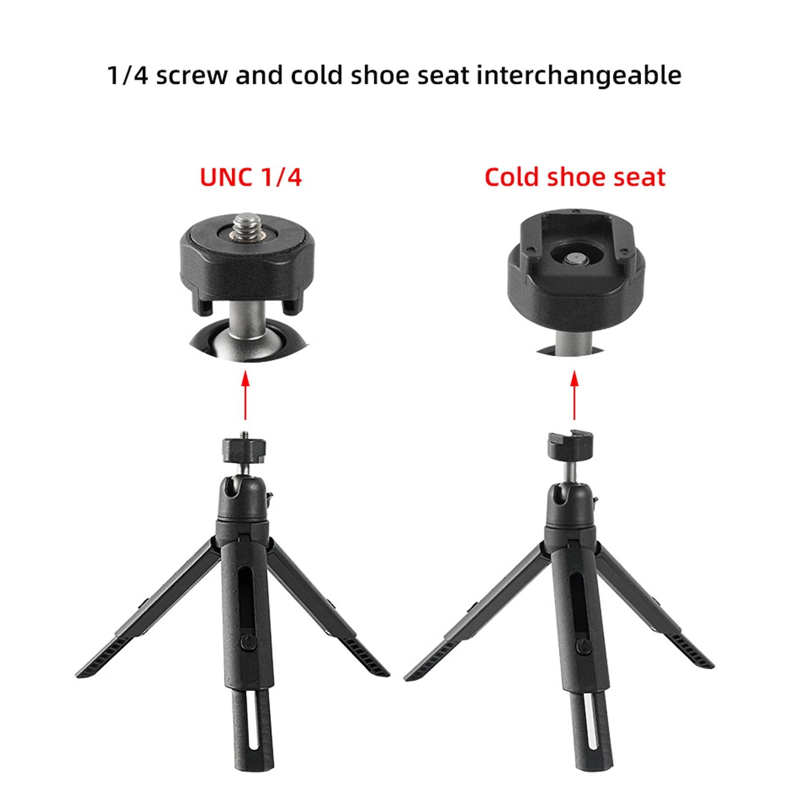 BEXIN MS06-S mini desktop tripod with phone holder attachment for DSLR cameras and smartphones on white background