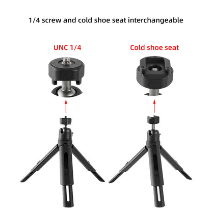 BEXIN MS06-S mini desktop tripod with phone holder attachment for DSLR cameras and smartphones on white background