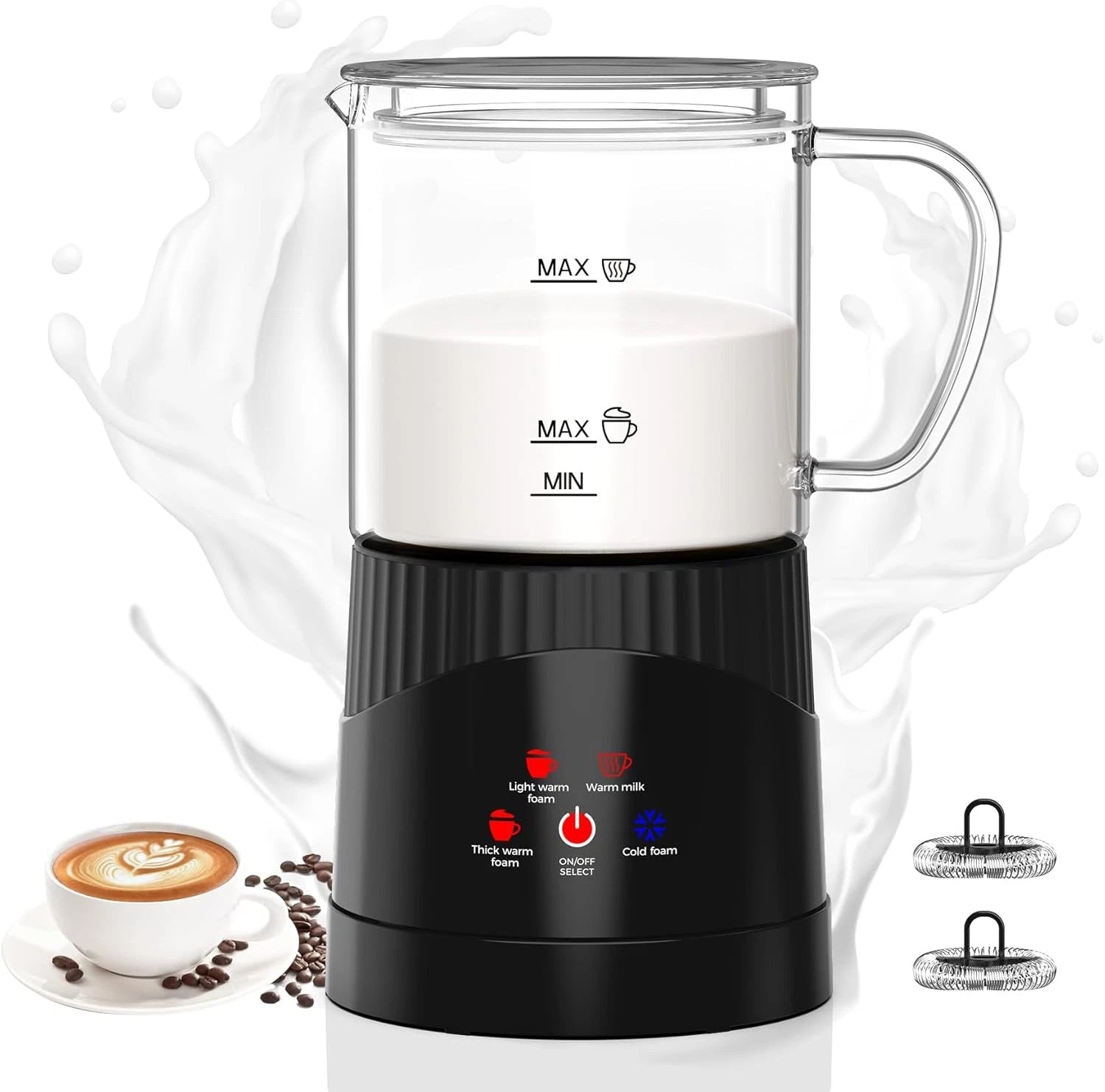 Omisoon NPD01 500W Black Milk Frother with 400ml Heated Jug