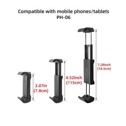 BEXIN MS06-S mini desktop tripod with phone holder attachment for DSLR cameras and smartphones on white background