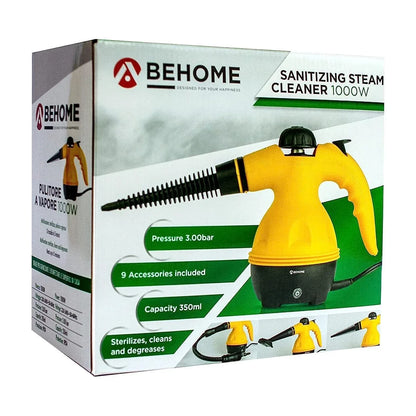 1000W Ergonomic Handle Portable Yellow Steam Cleaner with 9 Accessories - Gomix Brands Outlet