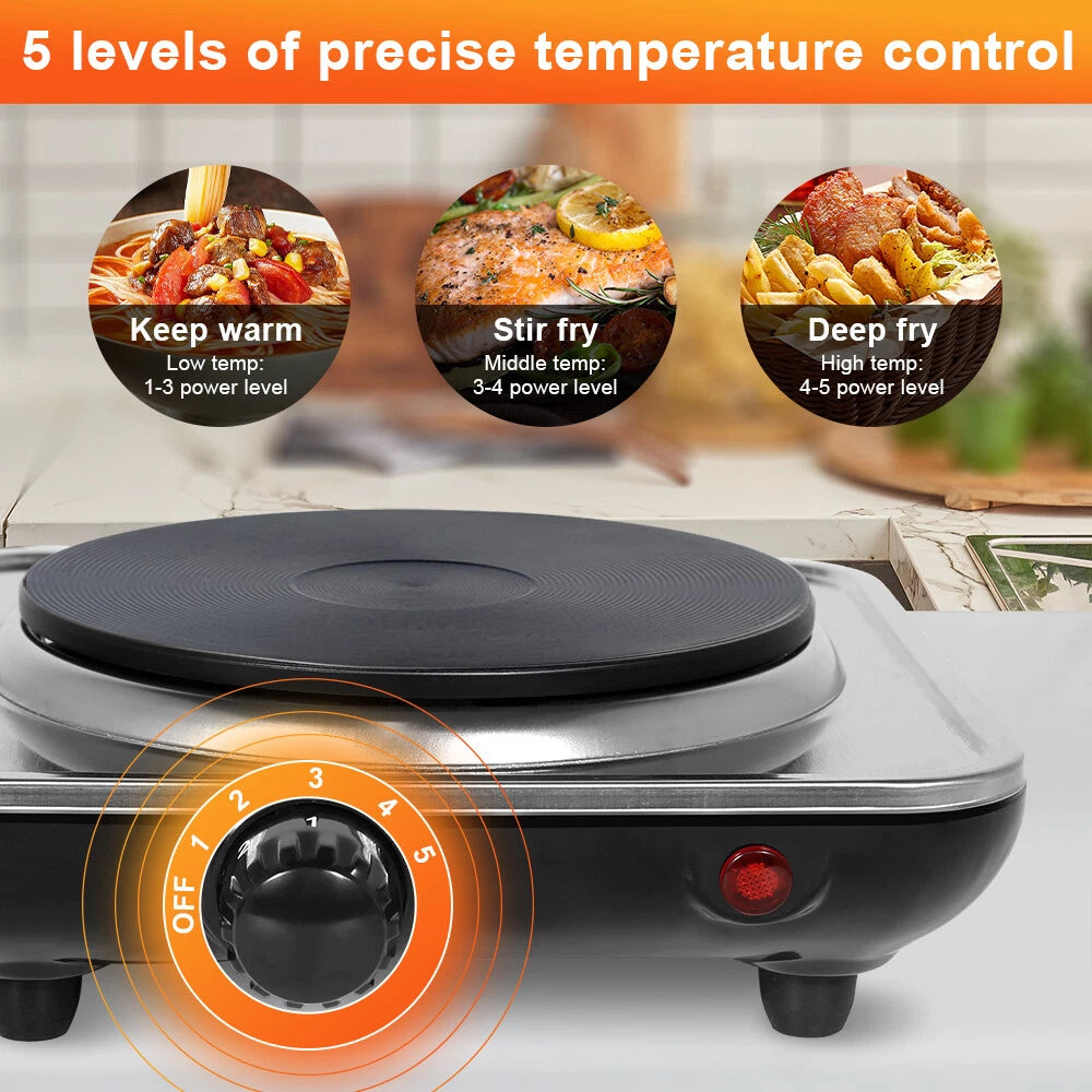 Uten Electric Countertop Single Burner 21cm, 1000W