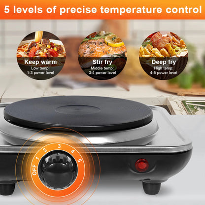 Uten Electric Countertop Single Burner 21cm, 1000W