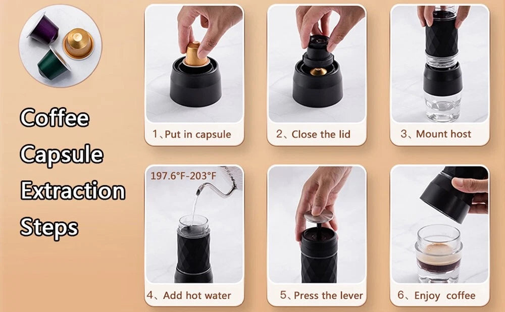 Hand Coffee Machine Hand Espresso Portable Mini Coffee Maker for Powder Capsule