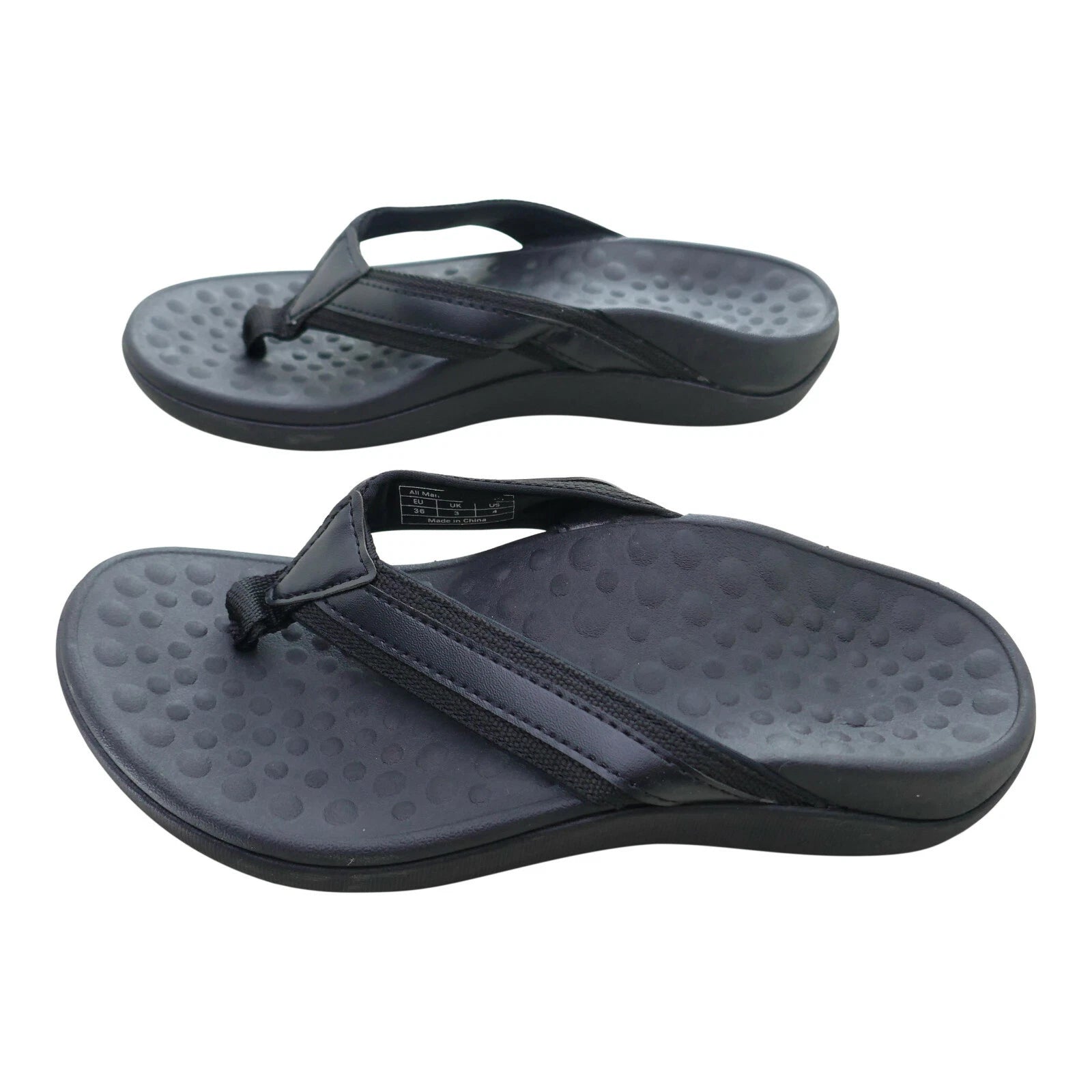 Orthopaedic Men's Sandals Arch Support Plantar Fasciitis Heel Pain Black
