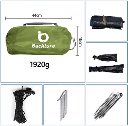 Portable Retractable Beach Shelter Waterproof UV-Resistant 3-Person Green