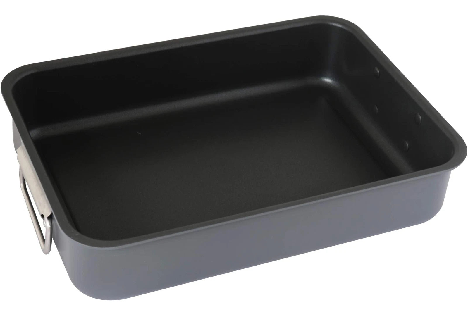 Prima Gray Aluminum Roaster 14x10 Inch Oval Nonstick Pan