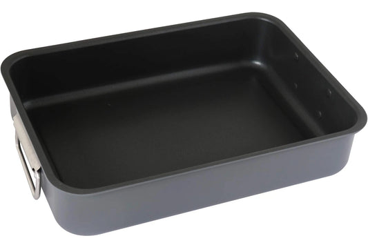 Prima Gray Aluminum Roaster 14x10 Inch Oval Nonstick Pan
