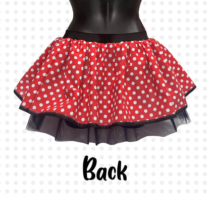 Red Polka Dot Tutu Skirt for 80s Fancy Dress Party