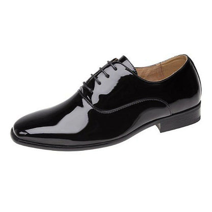 Elegant Black Patent Oxford Shoes for Boys Wedding