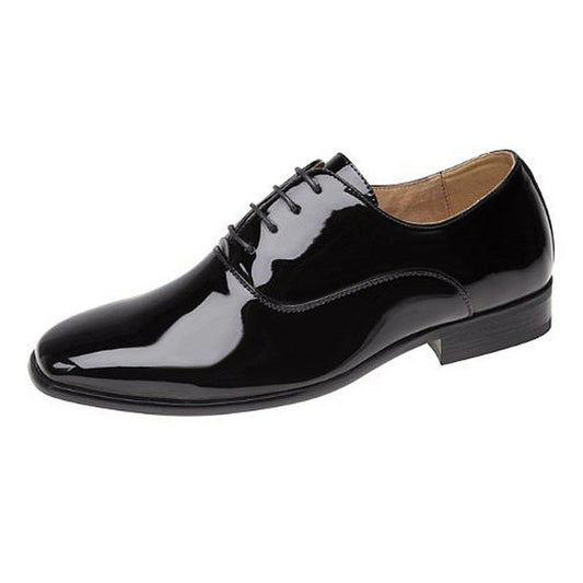 Elegant Black Patent Oxford Shoes for Boys Wedding