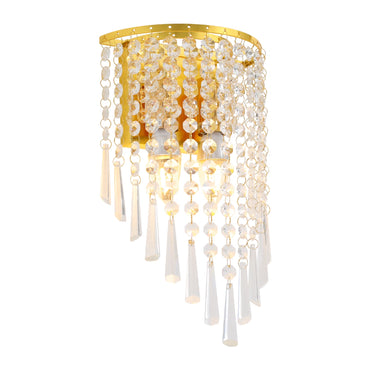 Elegant Crystal Wall Light Fixture with Stainless Steel Bracket