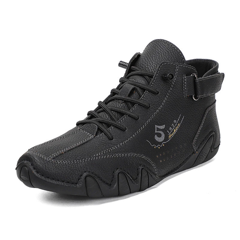 Men's Soft Leather Athletic Walking Boots – Comfortable Casual Sneakers