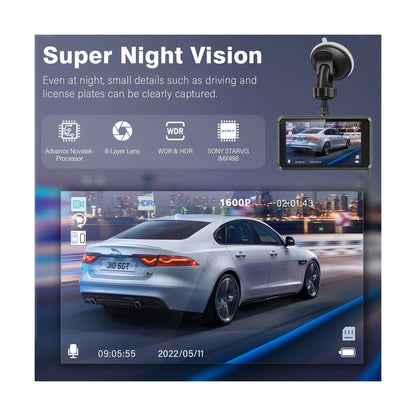 Miden S7 2.5K Dual Dash Cam Front and Rear with 64GB SD Card
