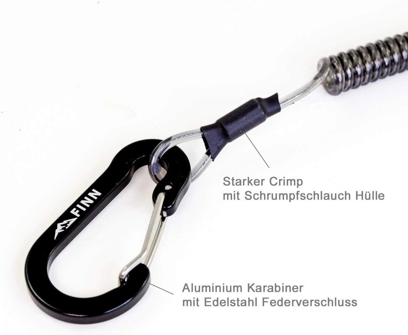 2er Spiralkabel, Schlüsselanhänger, Sicherungsband, Sicherungsseil & Karabiner Set