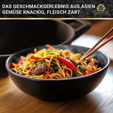 Kaisertal 32cm Cast Iron Induction Wok with Flat Bottom