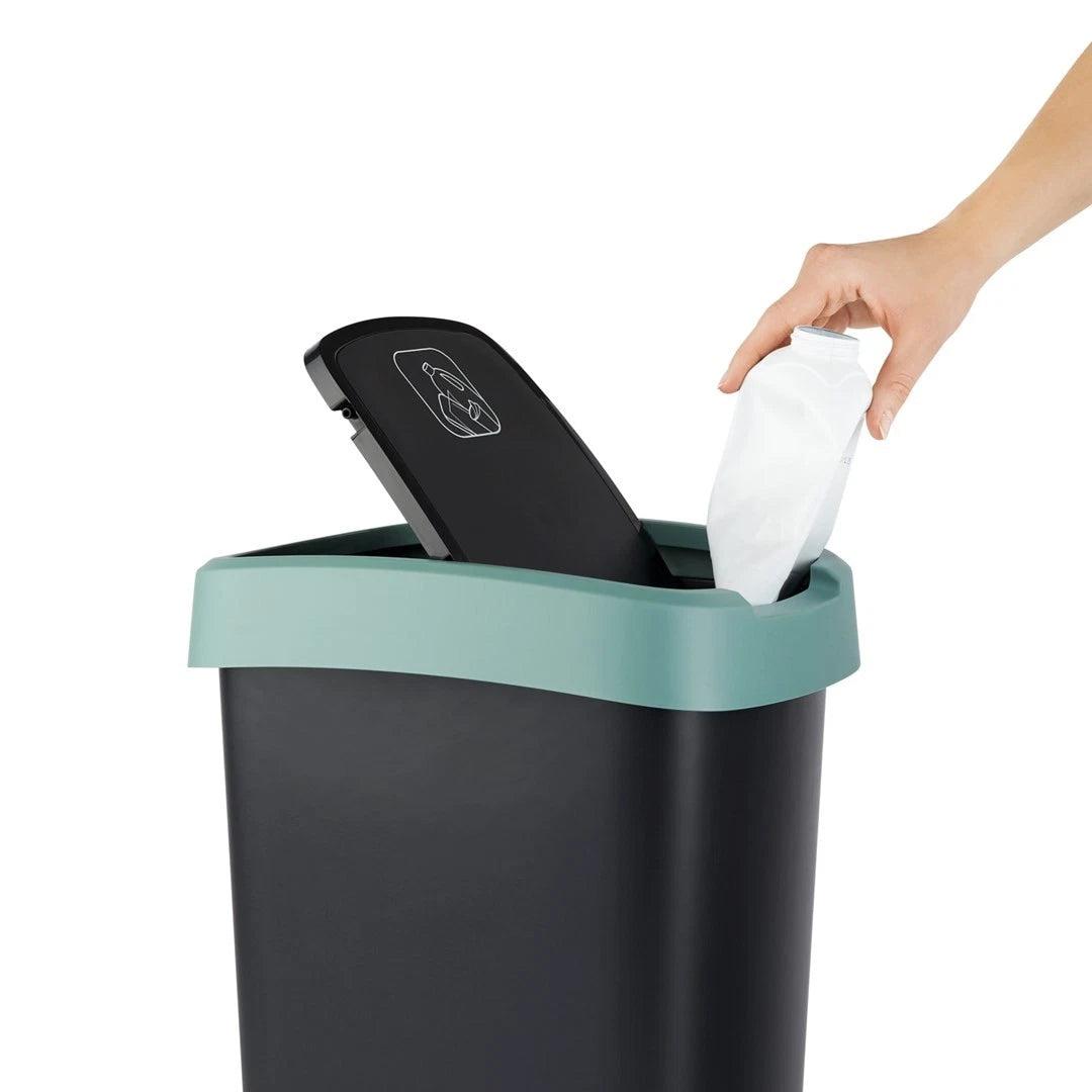 Rotho Green Twist Trash Bin 10L – Durable Plastic Waste Container