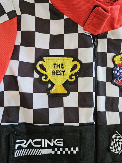 Kids Racer Car Racing Jumpsuit Costume Medium Size 37x14 Inches