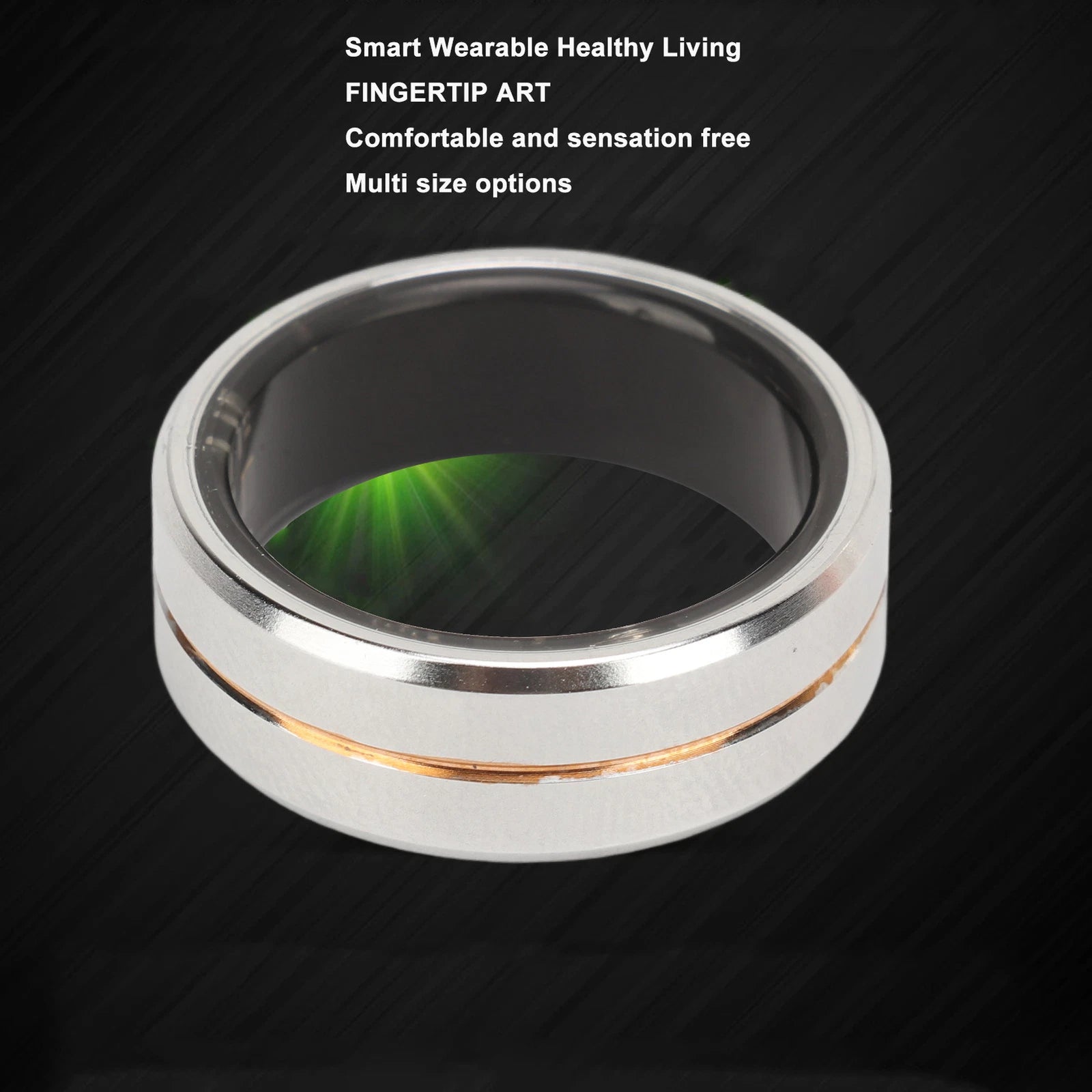 Silver Smart Ring Remote Control Health Tracker for Fitness