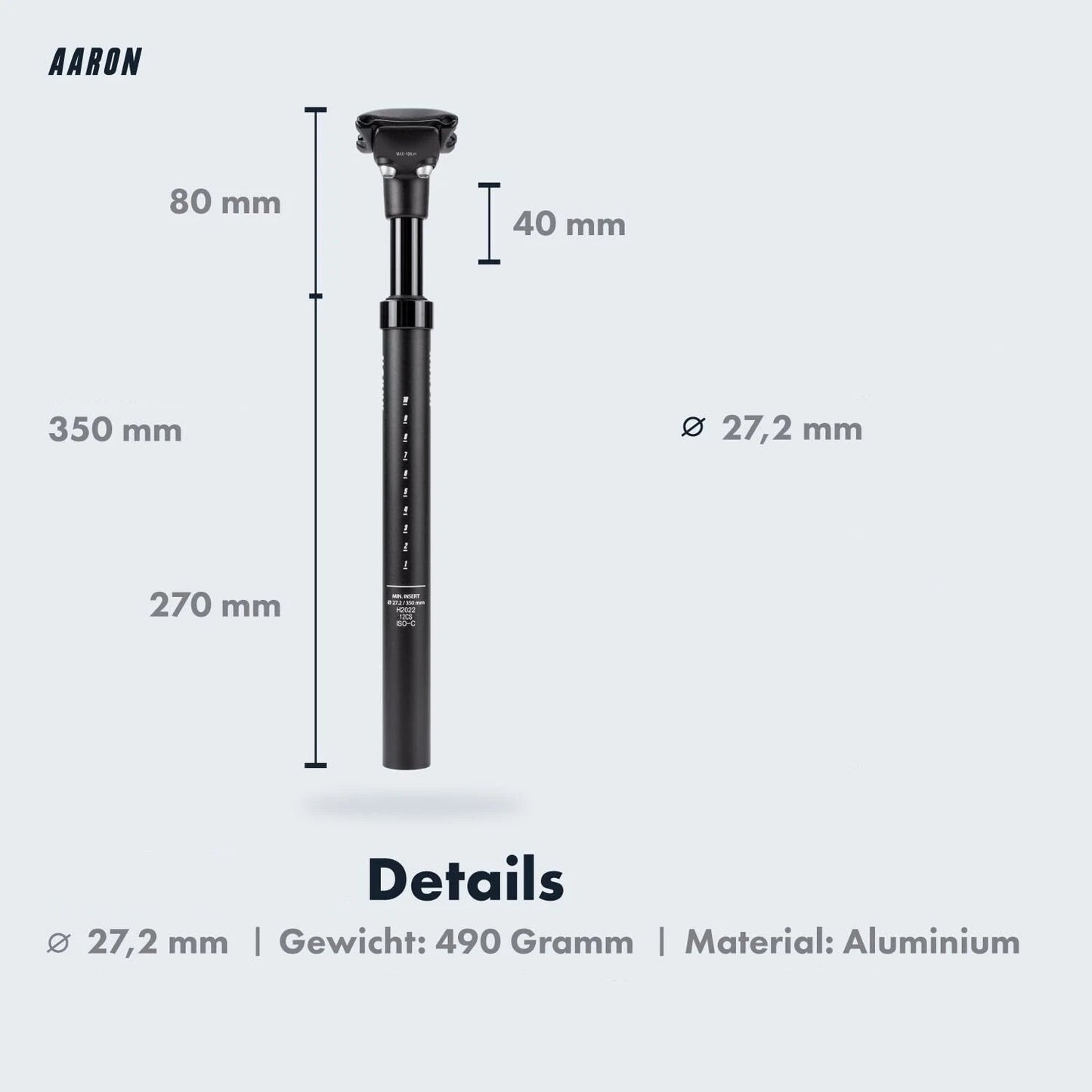 AARON 272mm Spring Aluminum Bicycle Seatpost – Lightweight Mountain Bike Upgrade
