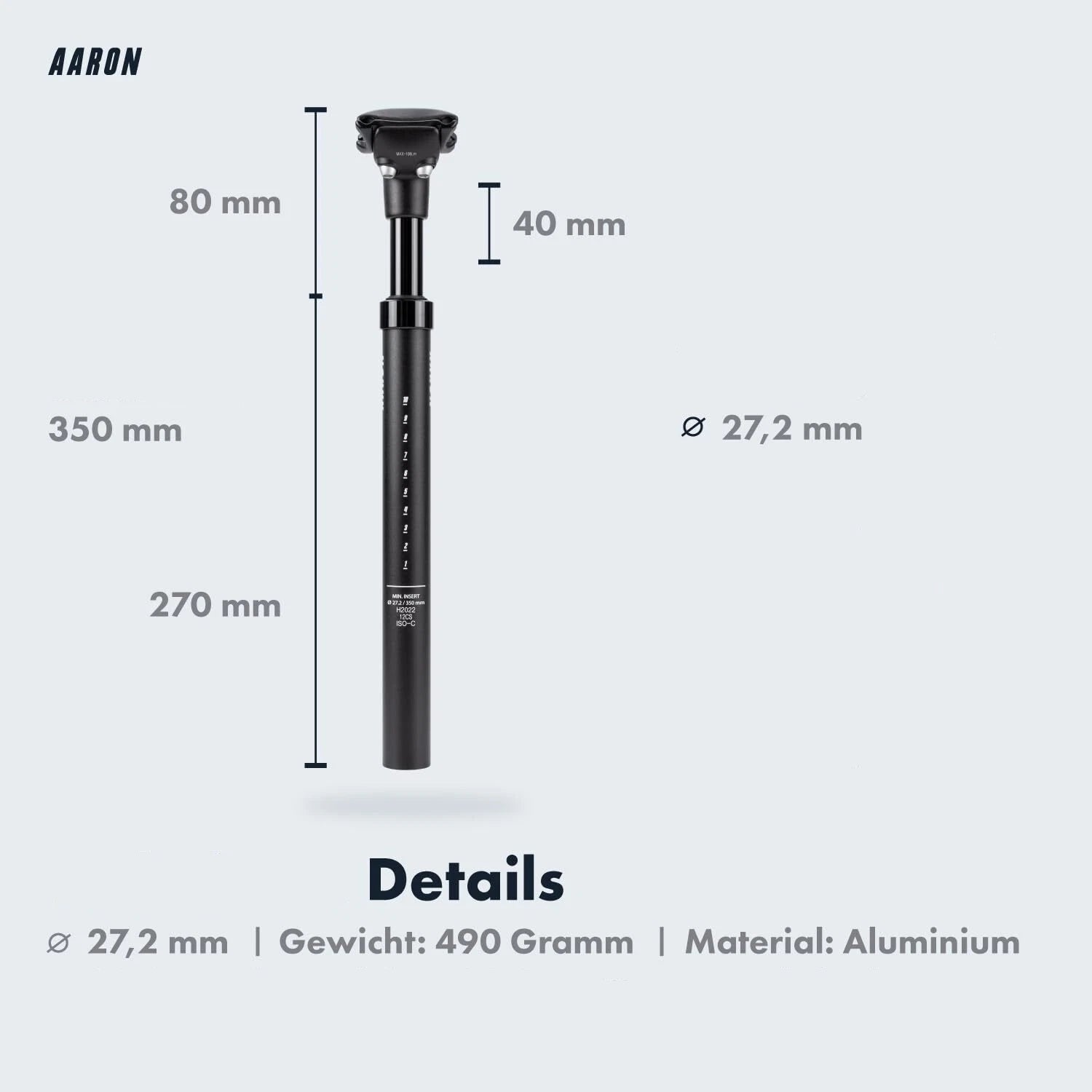 AARON 272mm Spring Aluminum Bicycle Seatpost – Lightweight Mountain Bike Upgrade