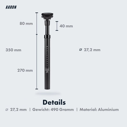 AARON 272mm Spring Aluminum Bicycle Seatpost – Lightweight Mountain Bike Upgrade