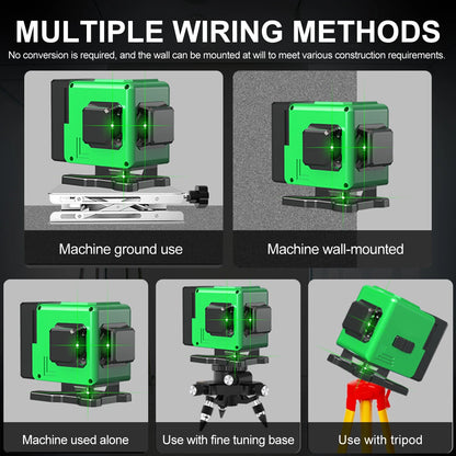 16-Line Self-Leveling Green Laser Level Tool with Rotary Measure