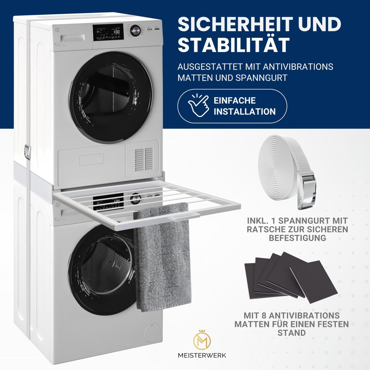 Universal Stacking Kit with Pull-Out Drawer White
