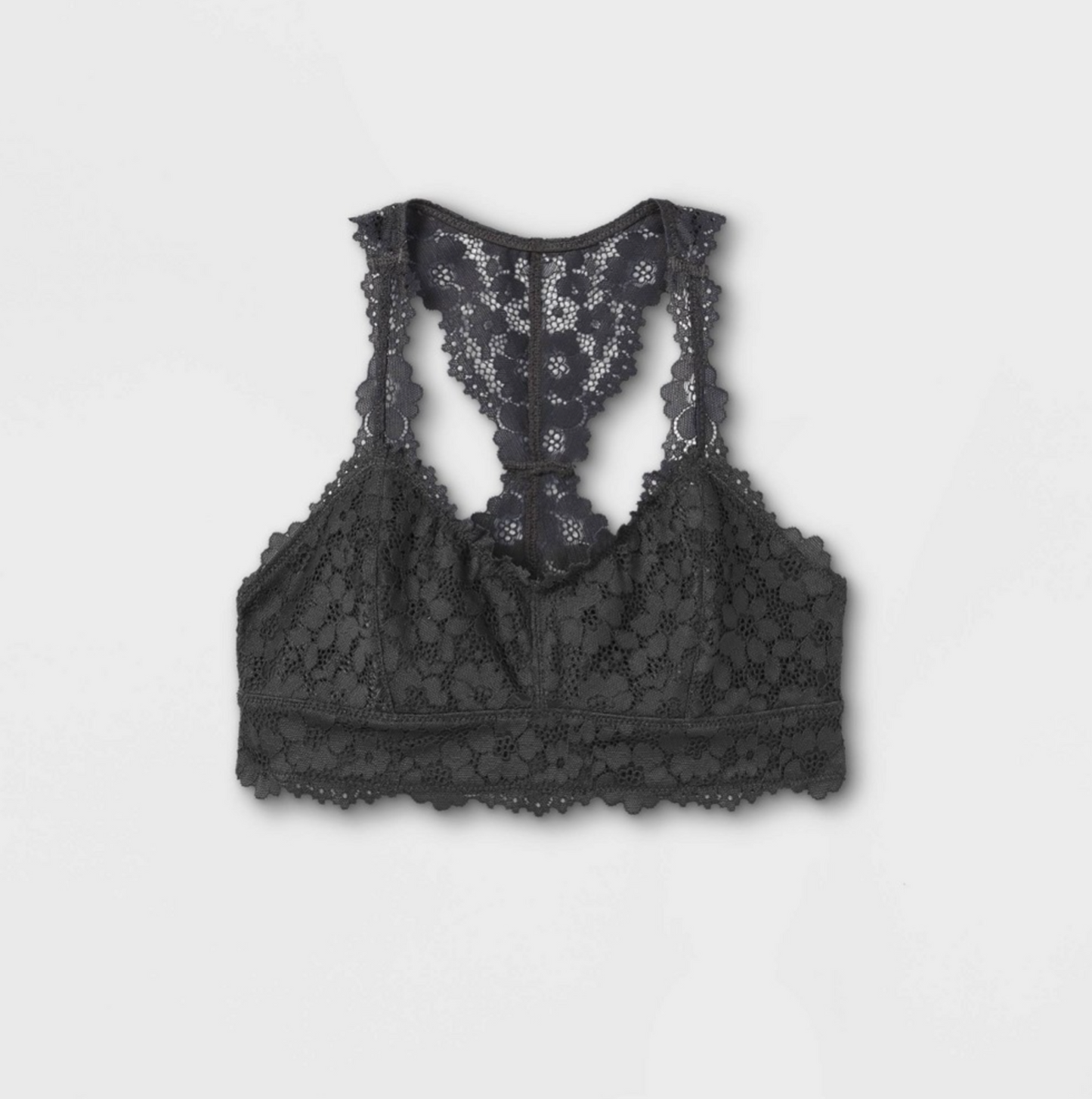 LOT of 2 Girls' All Over Lace Bralette - Charcoal Gray S