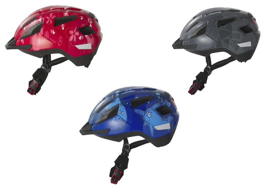 Crivit Kids' Lightweight Bike Helmet with LED Light, Insect Screen, Washable Lining
