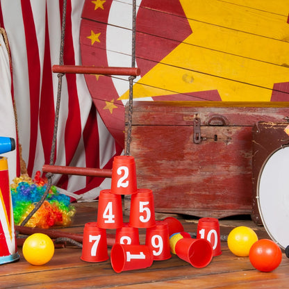 Relaxdays Red Can Throw Ball Game Set for Kids