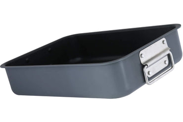 Prima Gray Aluminum Roaster 14x10 Inch Oval Nonstick Pan