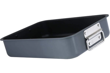 Prima Gray Aluminum Roaster 14x10 Inch Oval Nonstick Pan