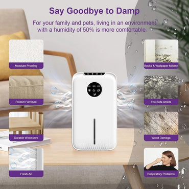 SUPOOBE YP2318 White Tabletop Dehumidifier with 2.5L Tank