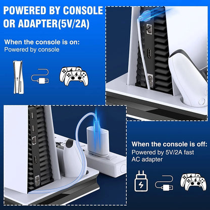 Vertical Cooling Stand and Dual Controller Charging Station for PS5
