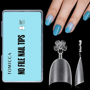 TOMICCA Short Oval French Nail Tips 510 pcs Half Cover