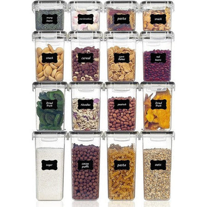 16 Airtight Food Storage Containers for Kitchen, BPA-Free Plastic