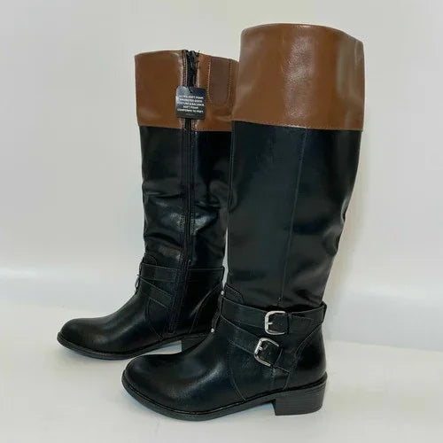 Arizona Women's Denver Memory Foam Black Brown Thigh Strapped Boots - Gomix Brands Outlet