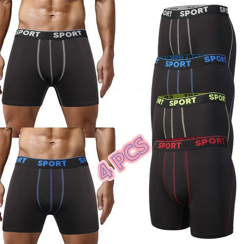 4Pack Men Bamboo Pouch Tagless Boxer Shorts Moisture-Wicking Underwear Long-leg