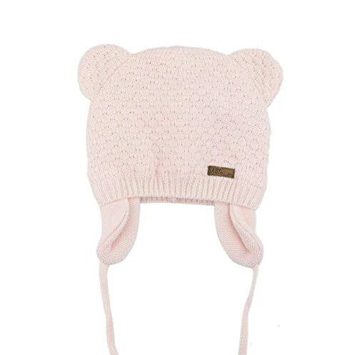 Cute Bear Fleece-Lined Earflap Baby Hat Light Pink