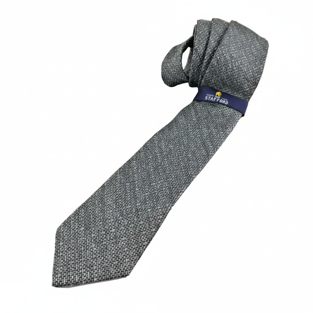Stafford Men's Gray Beige Soft Poly Blend Tie 3x61 Inches