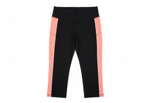 Xersion Train Capri Leggings Women's Black Peach Pockets